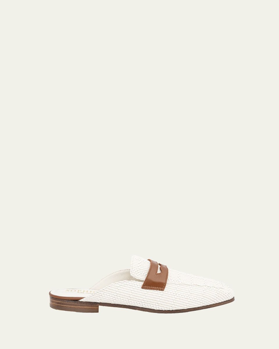 Riviera Raffia Leather Mule Loafers